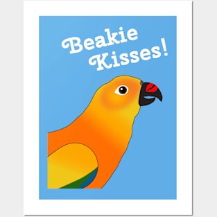 Beakie Kisses Sun Conure Parrot Posters and Art